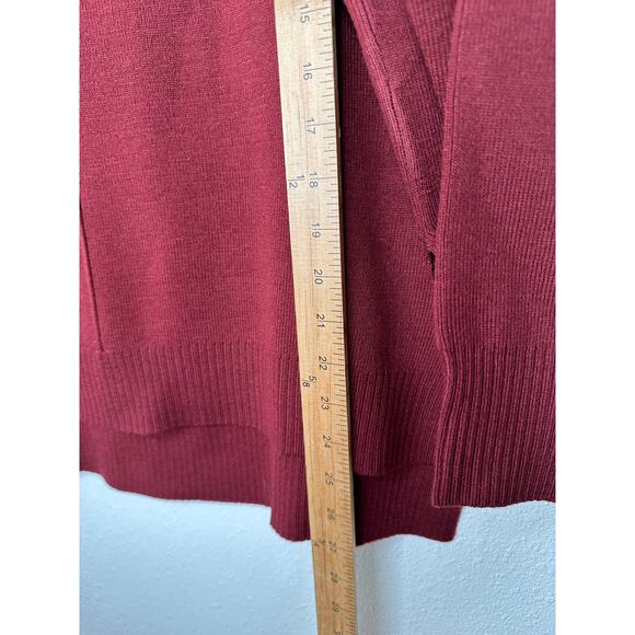 The Work Shop Burgundy Mock Neck Long Sleeve High Low Sweater S - Picture 10 of 11